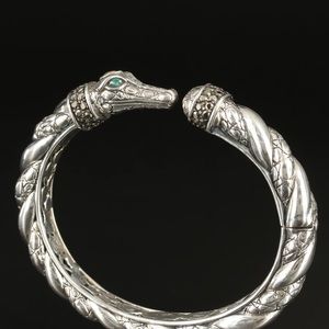 JAi by John Hardy Sterling Marcasite and Chalcedony Crocodile Kick Cuff Bracelet